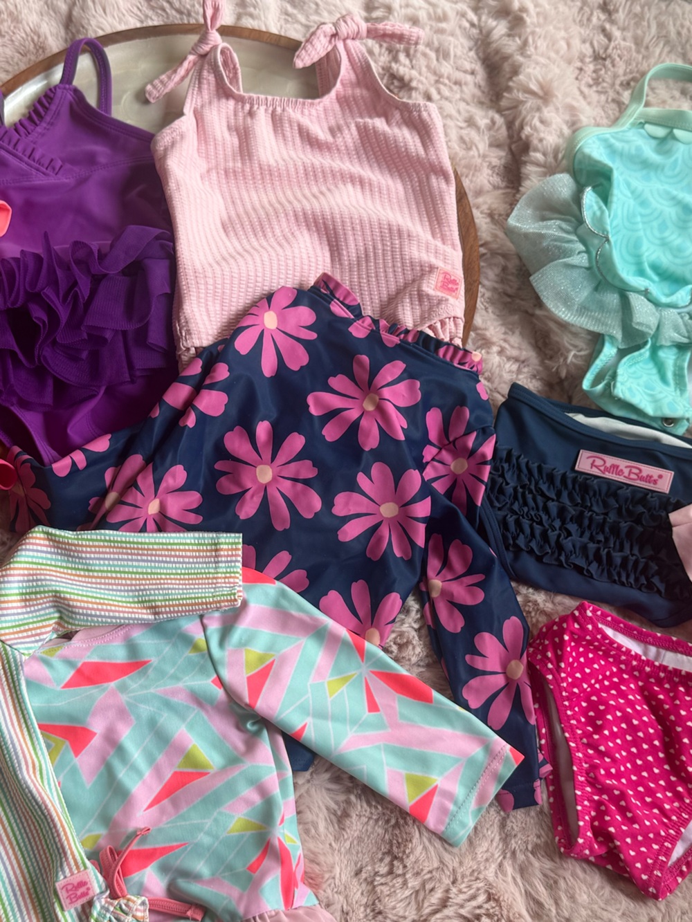 Baby Girl Mixed Swimsuit Lot — Bright Floral & Striped Prints